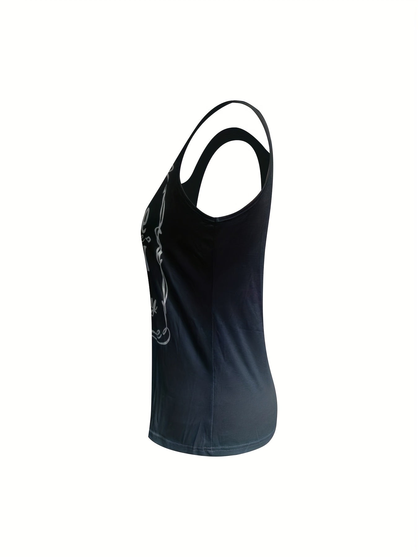 Women'S Casual V-Neck Polyester Vest with Alphabet Print, All-Season Lightweight Top, Trendy Summer Fashion Tank with "Tennessee Whiskey" Slogan