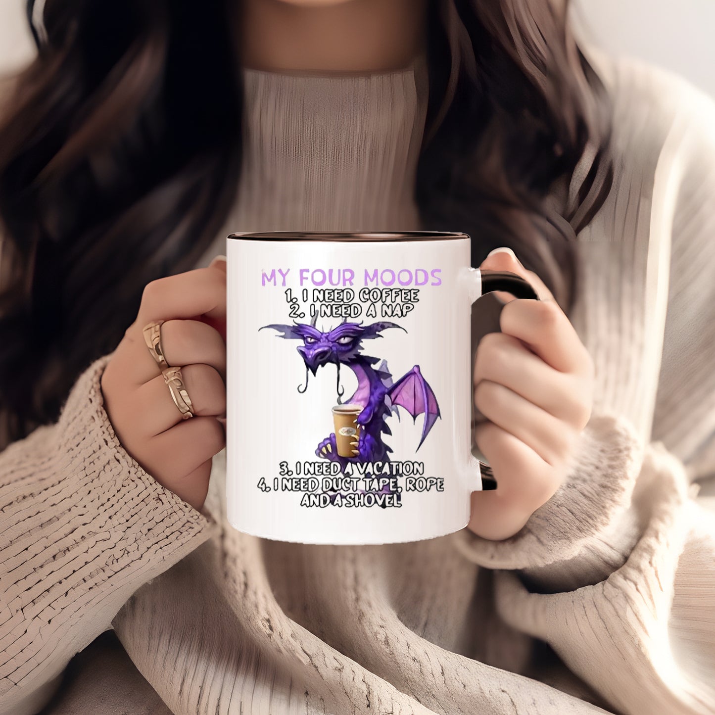 Funny Humorous Purple Pattern Print Coffee Mug, 11 oz Ceramic Family Mug Tea Cup for Milk Hot Chocolate Ideal Birthday/ Graduation Presents for Boy, Girl, Son, Daughter, Brother, Sister, Friend