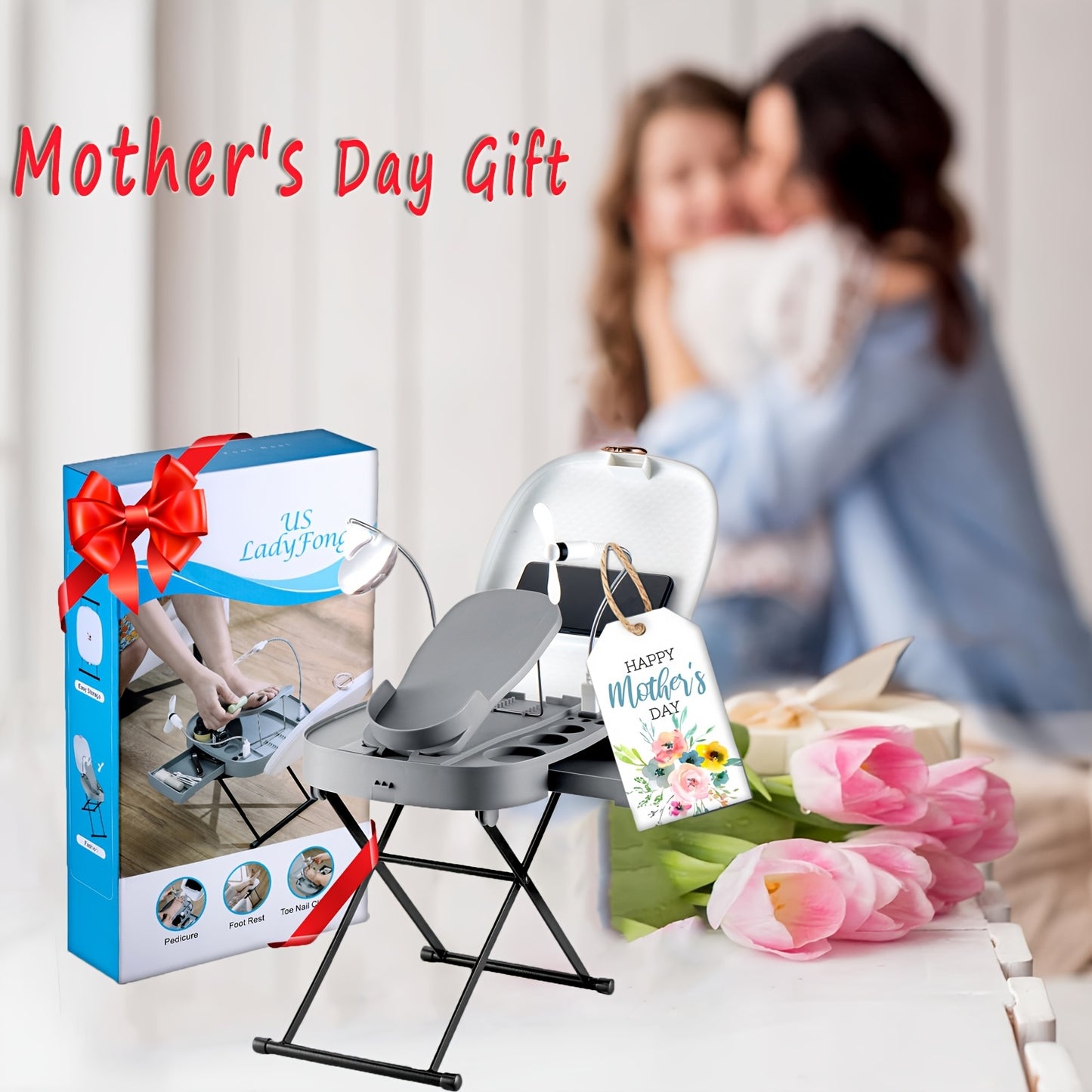 Pedicure Stool The Pedicure Tools for Easy at-Home Pedicures Adjustable Pedicure Foot Rest, for Mom from Daughter, Son, - Birthday Gifts for Women