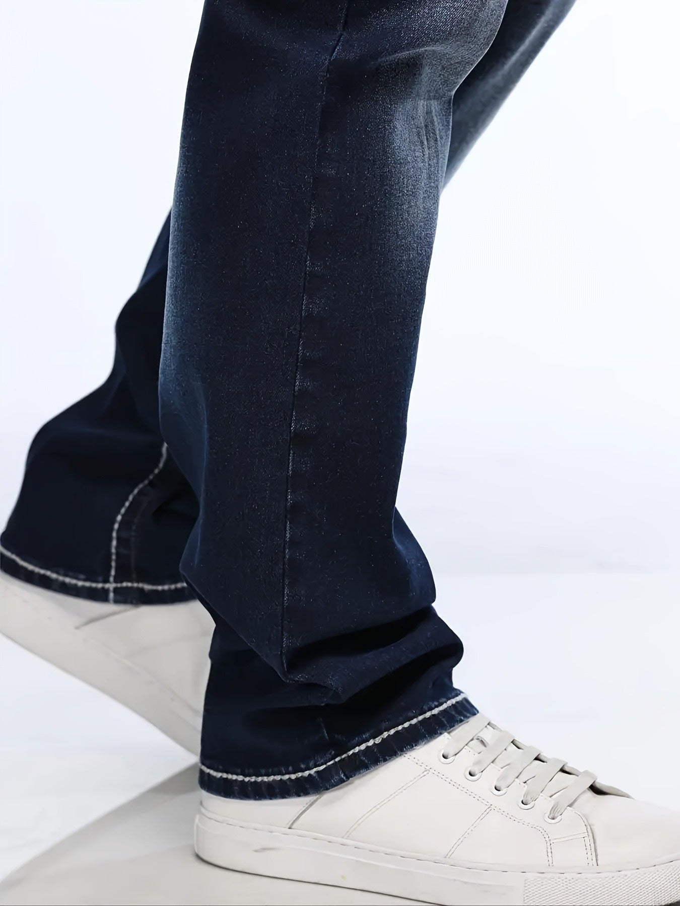 HME Men's Heavy-Duty Winter Jeans - Thickened Fleece-Lined Insulated Denim Pants with Heavy Wash & Natural Aging, Mid-Waist Stretch Slim-Fit Straight Leg, Machine Washable Casual Winter Pants for Cold Weather (Blue/Dark Brown