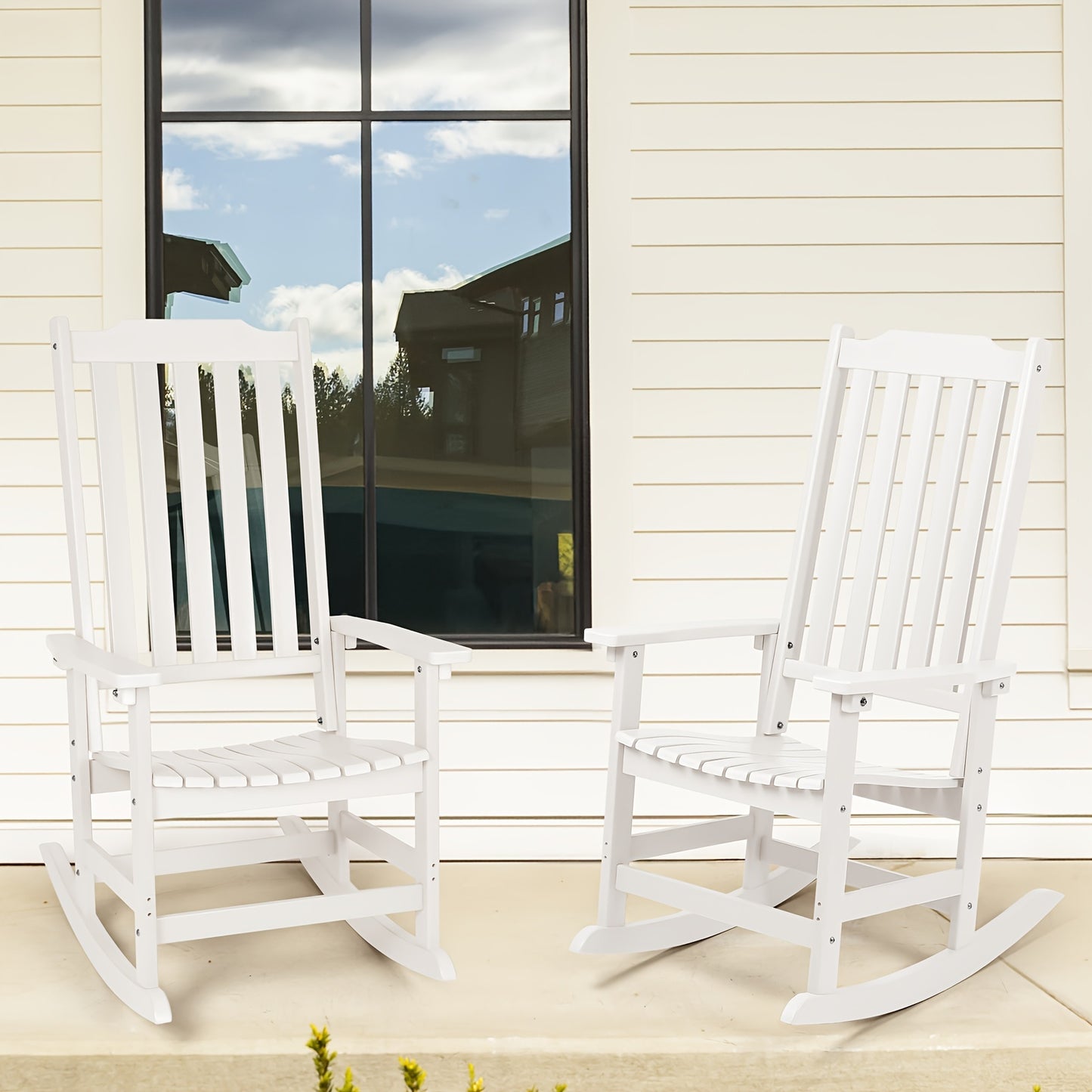 Patio Rocking Chair Set of 2 or Set of 4, Oversized Rocker Chair for Adult, All Weather Rocking Chair Outdoor, High Back Porch Rocker, Rocking Chairs for Garden, Backyard