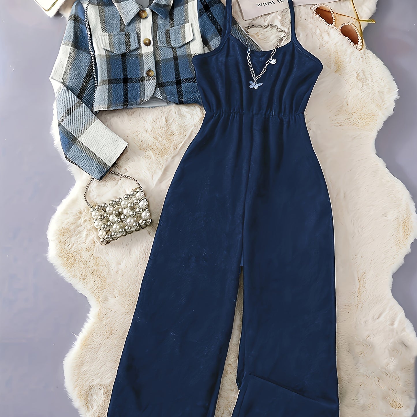 Solid Color Plaid Printed Button Top Pit Strip Suspender Leotard Set - New 25-year Elegant Vacation Style