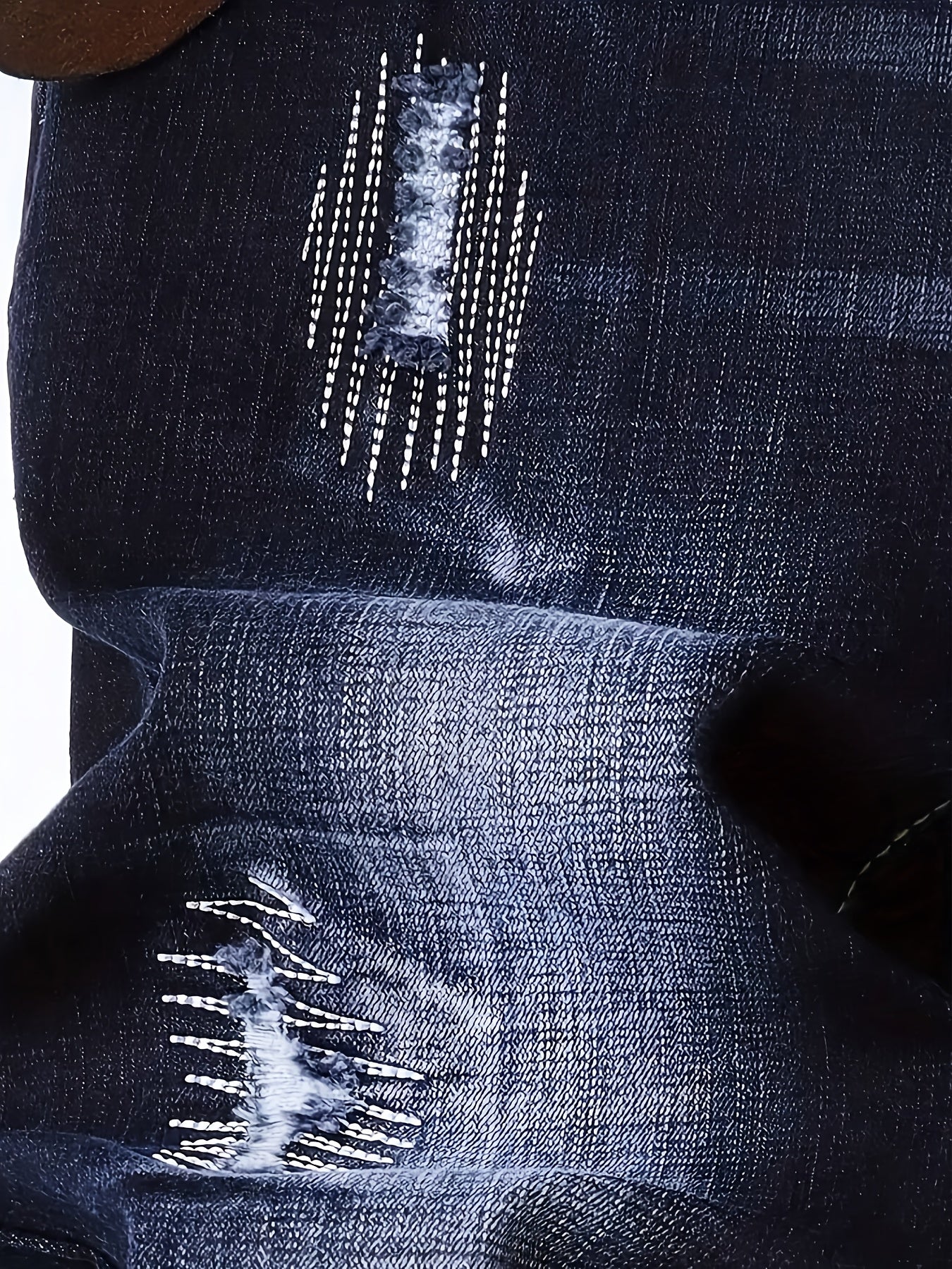 HME Men'S Heavy-Duty Fleece-Lined Winter Faux Denim - Thickened Insulated Faux Denim Trousers with Water-Washed Distressed Design, Mid-Rise Straight-Leg Fit & Beltless Zipper Closure | Cold-Resistant, Machine-Washable Retro A