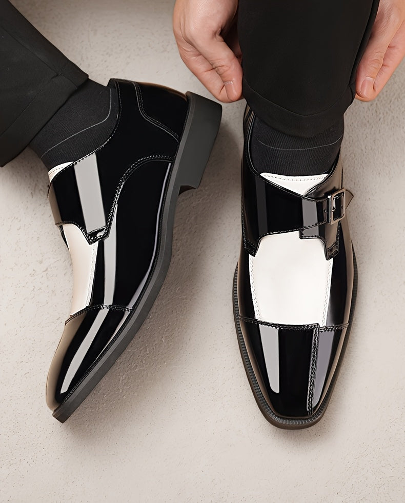 British - Style Elegant Men'S Casual Faux Leather Shoes - Classic Slip - On Dress Shoes. They Are Suitable For Weddings, Parties, And Formal Events, As Well As For Business Formal Occasions. These Are Slip - On Shoes