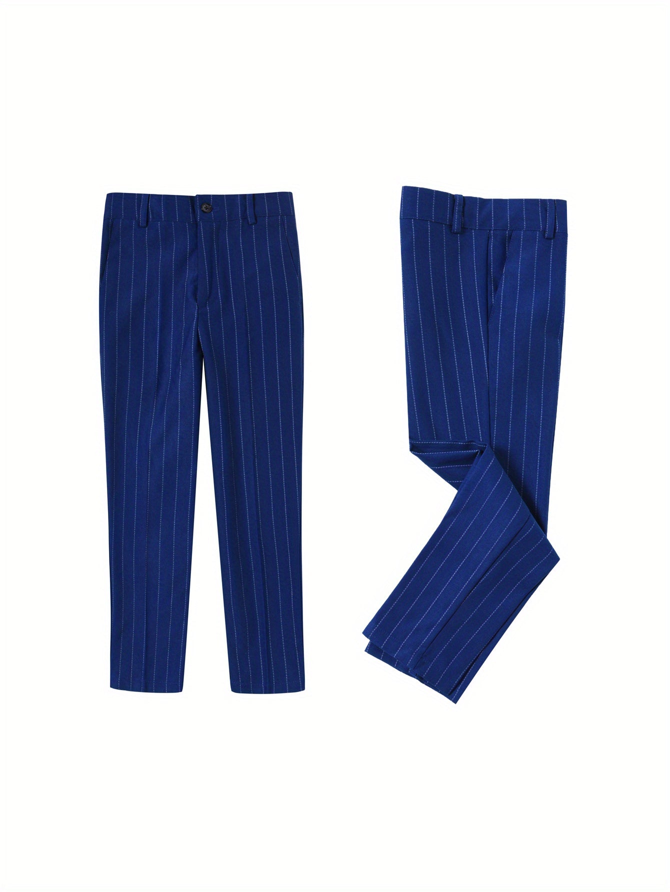 Boys' Suit 3pcs Set Boys Striped Suit Set - Blazer Jacket Vest & Pants for Kids Formal Wedding Church Baptism Party Outfit Slim Fit Stretch Comfortable Tuxedo Photoshoot Attire Size 3-16