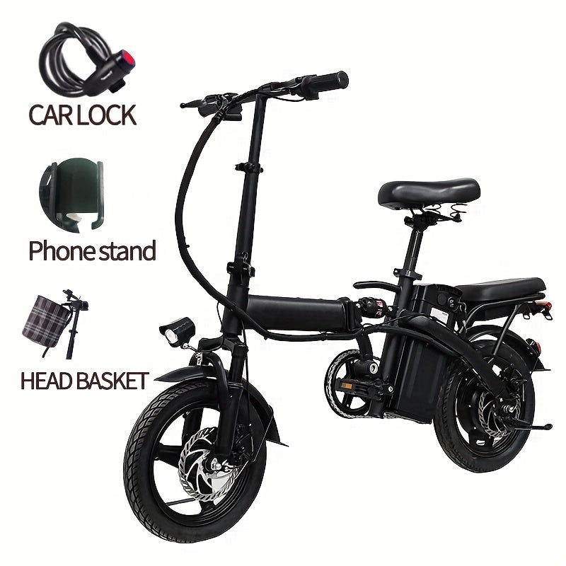 14 Inch Foldable Adult Electric Bicycle, Clearance Dealership, 500w Motor, Maximum Speed Of 20 MPH, 48V 10.4Ah Lithium Battery, 14 Inch Tires, Portable Folding Design, Outdoor Cycling Exercise, Urban Commuting Travel, Detacha