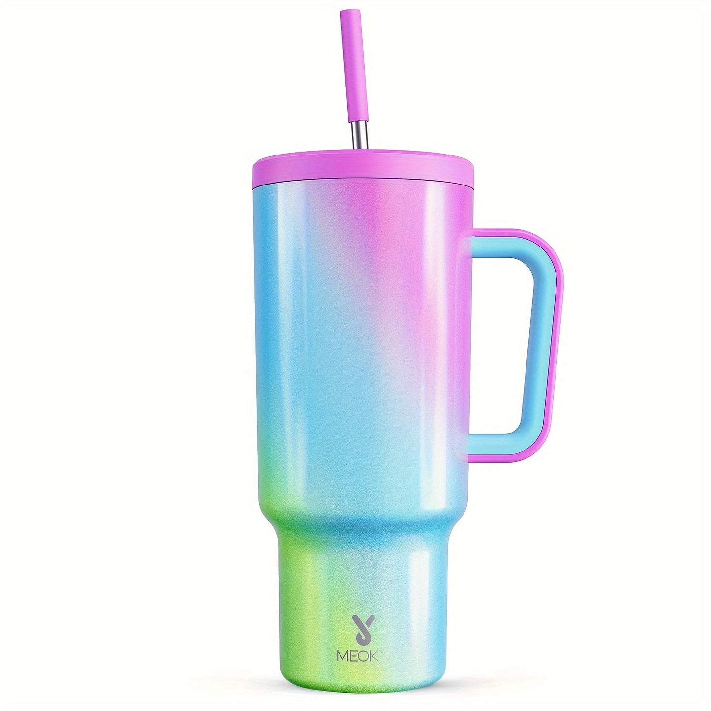 Mug 40 Oz Stainless Steel Tumbler With Lid And Straw - Insulated Water Bottle Keeps Drinks Cold For 34 Hours Or Hot For 10 Hours - Perfect For Outdoor Activities, Camping, Hiking, And Traveling - Includes Handle And Gift Drin