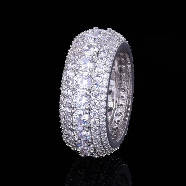 Men Ring Copper Charm Gold Color Cubic Zircon Iced Out Fashion Hip Hop Jewelry
