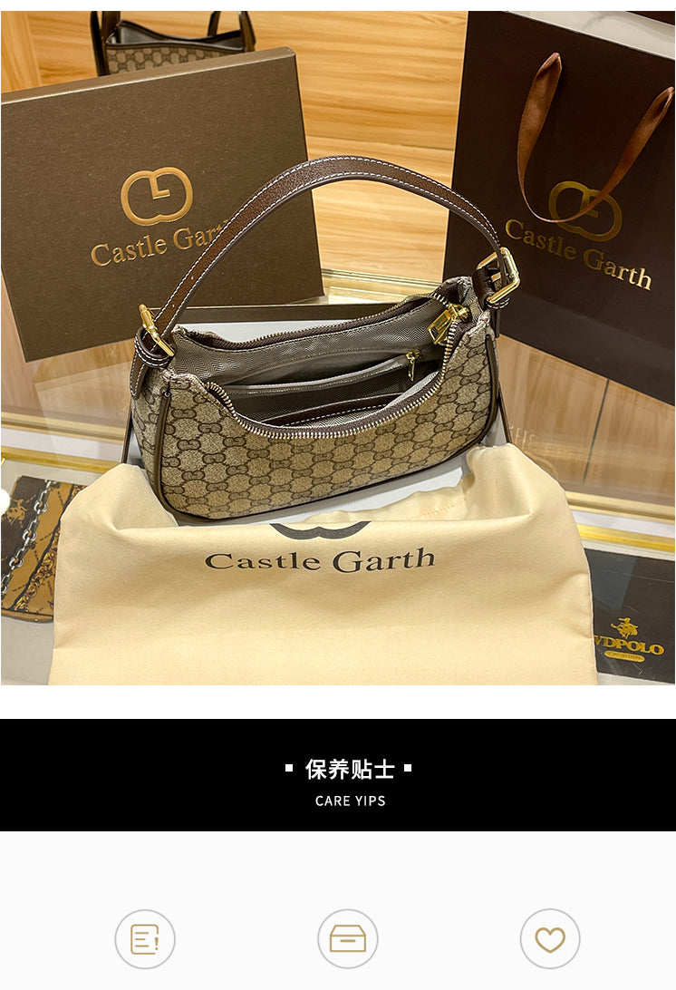 Luxury Brand High-end Vintage Flower Underarm Women's Crescent Bag Fashionable Niche Moon Design Crossbody Shoulder Bag