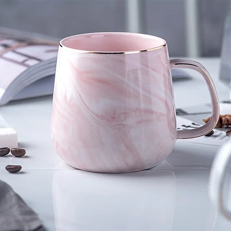 Nordic Ins Style Ceramic Mug Marbled Gold Rim Coffee Cup Oatmeal Breakfast Cup Valentines Day present Couple water cups Beer cup