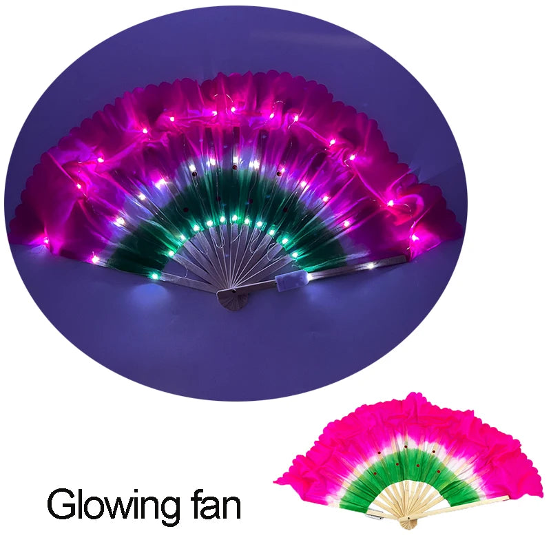 Halloween Carnival party lighting supplies 10inches LED neon light rave fan folding luminous fan glowing in the party