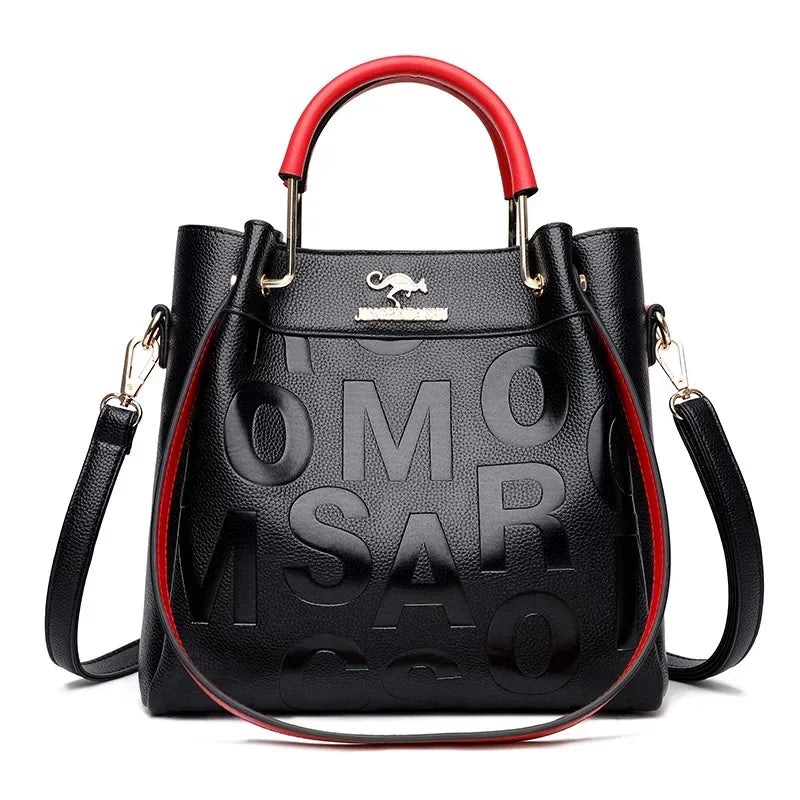 2025 New Crossbody Bag Large Capacity Popular on The Internet Same Western Style Soft Leather Embossed Shoulder Handbag