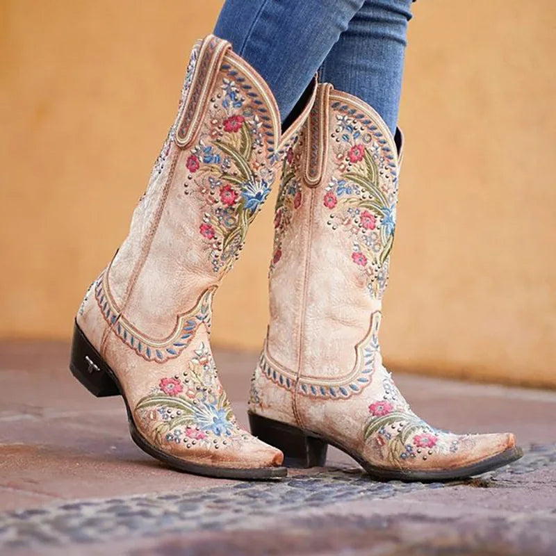 Women's Multicolor Lightweight Knee-high Western Cowboy Boots Retro Medieval Steampunk Knight Boots Halloween Party Cosplay Boot