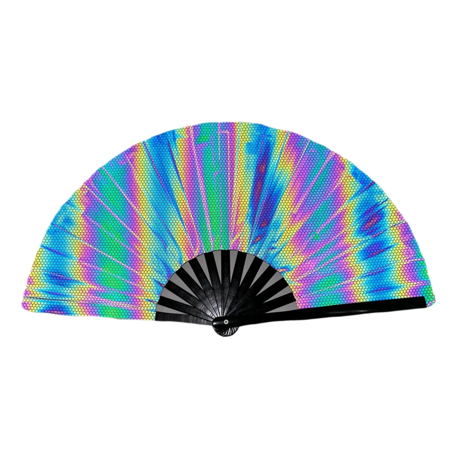 New Foldable Bamboo Fan 33cm Lightweight Holding Laser Colors Hand Fan Portable PVC Clack Clapping Fans for Line Dancing
