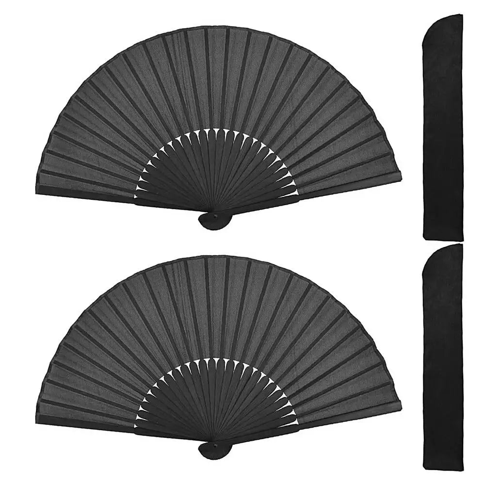 Handheld Folding Hand Portable Black Cooling Fan Folding Fan With Sturdy Hinge For Outdoor Activities Work Areas Travel School