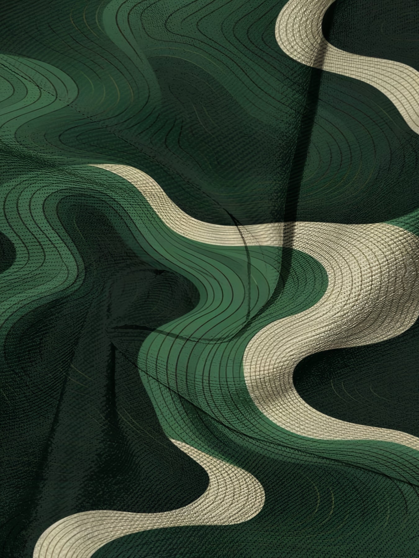 1 Pair of Women'S Denim High Waist Loose Pants, Casual Style, Creative Wave Stripe Print, Polyester Fabric, Regular Fit Loose Jeans for Adults, Suitable for All Seasons