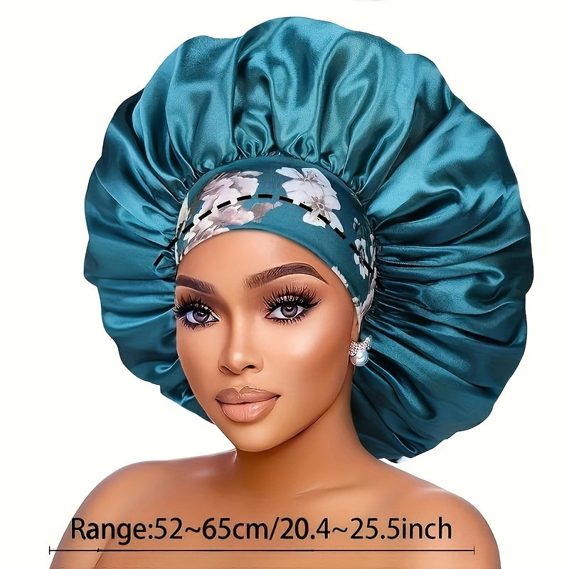 3pcs Satin Sleep Caps for Women - Breathable High-Density Hair Caps with Floral, Solid & Leafy Designs, Soft Elastic Edges for Chemotherapy, Night Hair Care & All-Season Use, Hair Bonnet for Sleeping, Elegant Sleepwear
