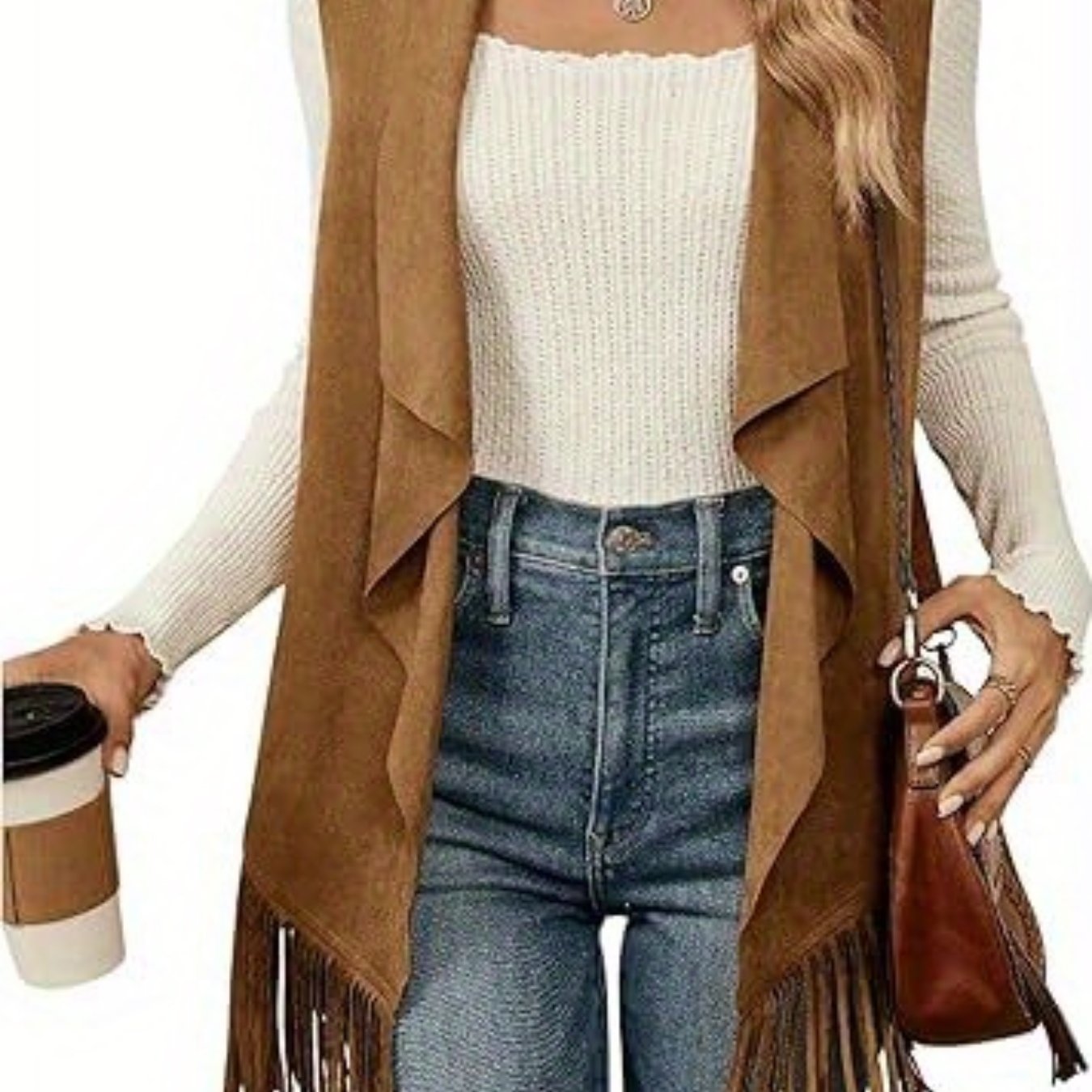 Womens Tassel Vest 70s Hippie Costume Sleeveless Cowgirl Western Outerwear