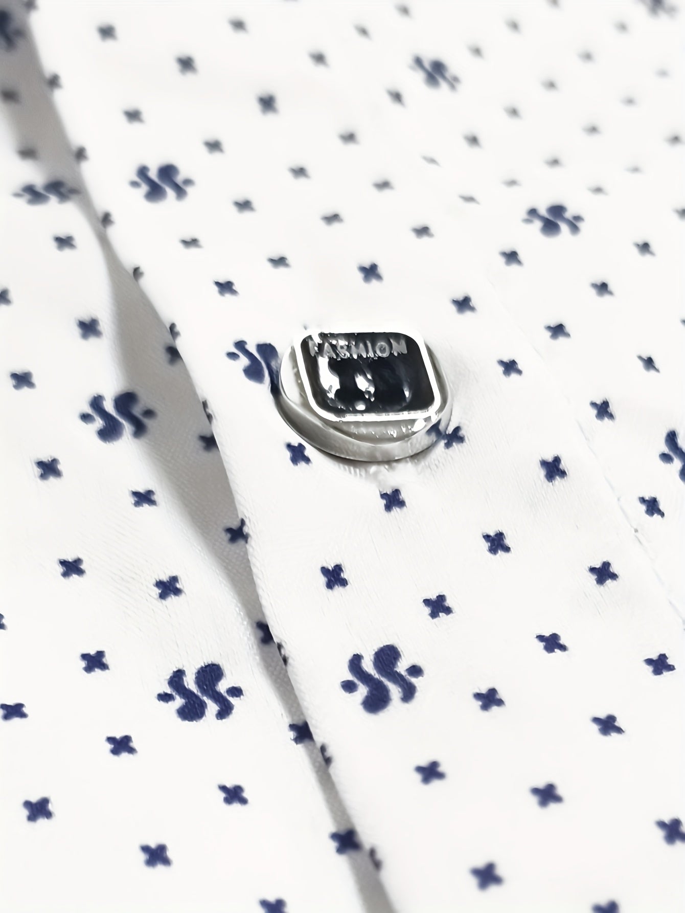 Men's Formal & Everyday Button-Up Shirt - Classic White with Black Dot Pattern, Easy-Care Non-Stretch Fabric, Long Sleeve Dress Shirt for Office, Formal Events, Casual Outfits - Ideal Gift for Dad, Husband, Boyfriend, Fathers