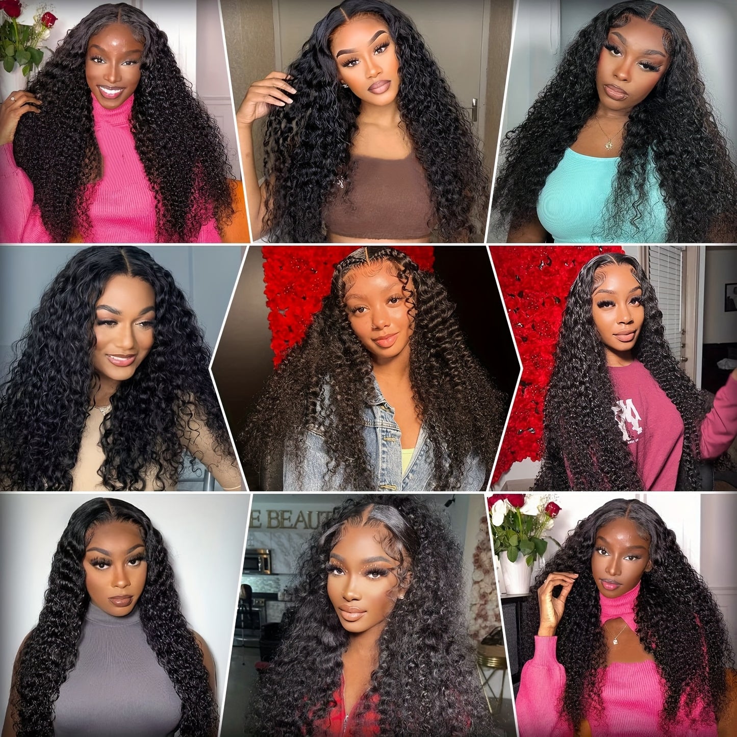 13x4 HD Transparent Lace Front Wig Human Hair - Pre Plucked Glueless Deep Curly & Wavy Natural Brown Lace Frontal Wig with 200% Density, Wet & Wavy Texture for /, Natural Color Blonde/Red Highlights (No Glue Needed)