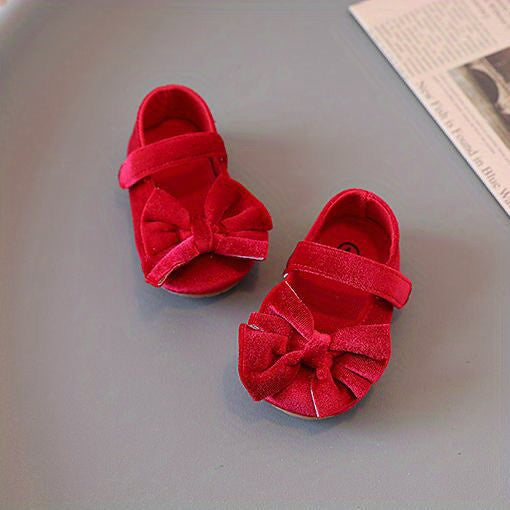 [Princess Mary Jane Flats] Princess Baby Girls Mary Jane Flats With Bowknot | First Walker Shoes Crib Shoes Wedding Party Christmas Dress Shoes