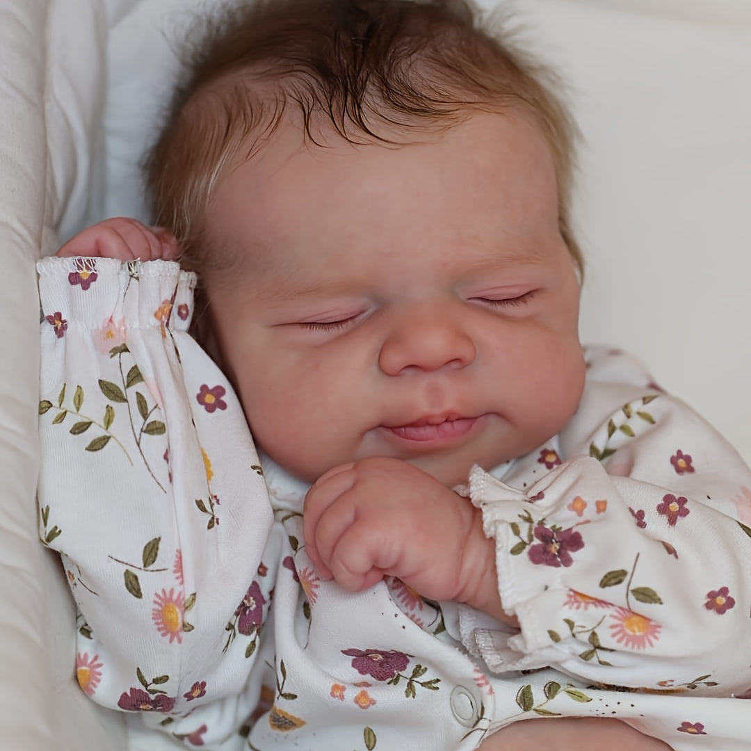 [Lifelike Baby Doll] Real Lifelike Newborn Baby Dolls | Full Vinyl Body Handrooted Hair Reborn Doll-Soft Touch 3D Hand Painted Skin-Sleeping Baby Girl- Christmas/ Birthday Gifts Halloween Christmas Gifts