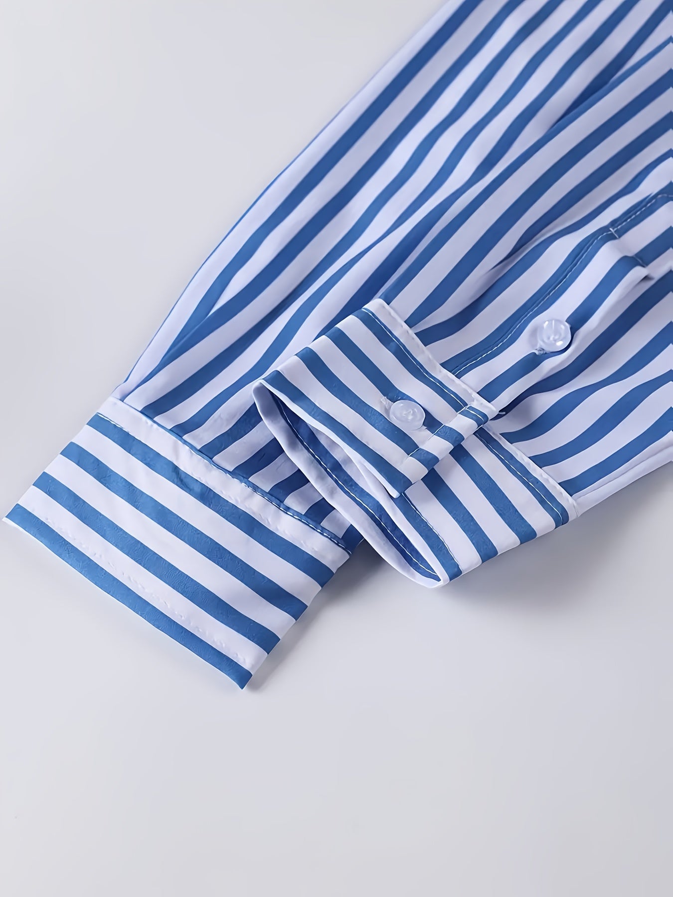 Men'S Long Sleeve Dress Shirt - Classic Button-Up Formal & Everyday Shirt, Easy-Care Button Front Placket, Office, Wedding, Party Attire - Autumn/Winter Clothing for Men, Office Attire, Striped Pattern, Comfortable Fit, Versa