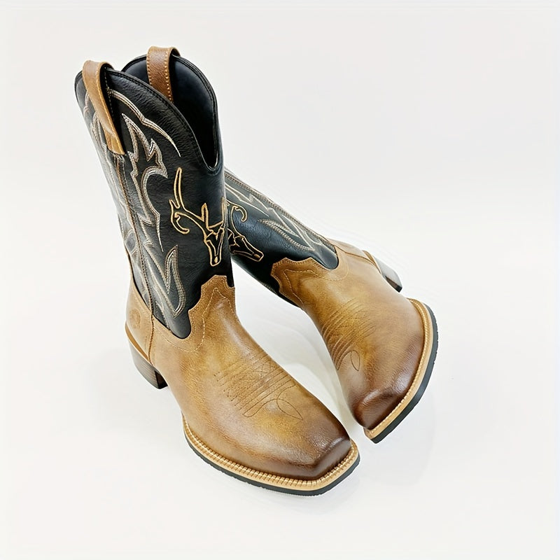 [Vintage Western Boots] Vintage British Embroidered Western Knight Boots for Men | Men's Western Boots