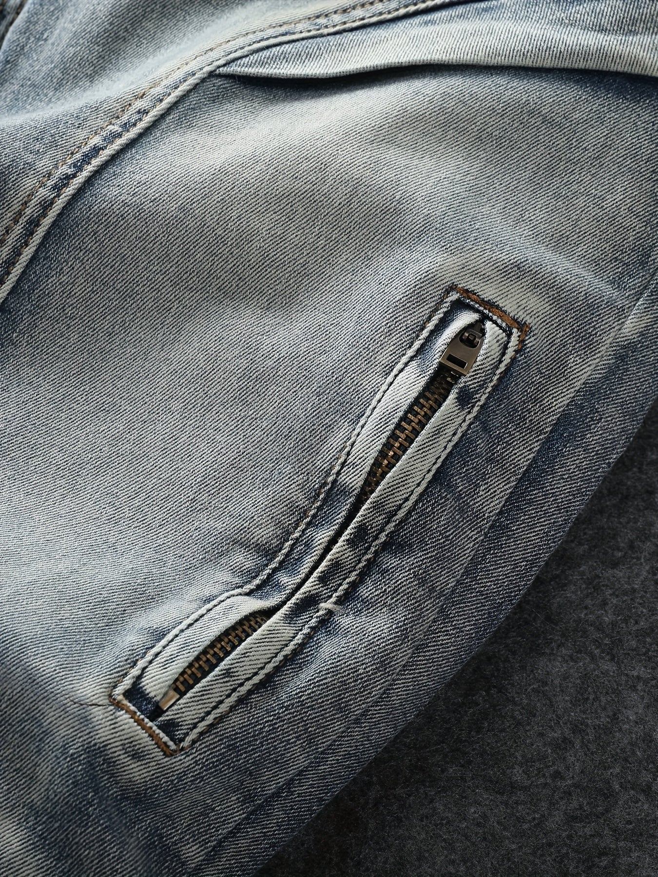 Men's Slim Fit Stretch Jeans - Washed, Bleached, Distressed, Panelled Design, Stylish Workwear, Practical And Wearable, Machine Washable All-season Jeans