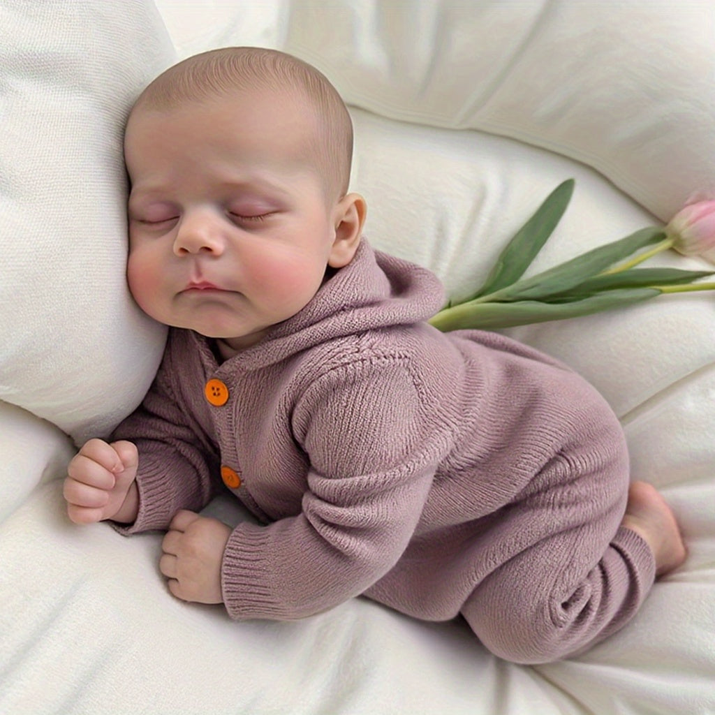 [Lifelike Vinyl Baby Doll] Lifelike 19-inch Vinyl Baby Doll, Soft Fabric Body, Sleeping Eyes, Detailed Hair, Realistic Baby Features, Comes with Pacifier And Bottle, Great for Birthday Or Christmas Gift, Cute And Collectible