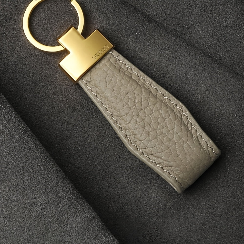 Personalized Engraved Initials Keychain - Custom Faux Leather Key Ring with Golden-Tone Climbing Hook, 4 Colors (Golden, Black, Brown, Tan) - Durable Minimalist Design for Men & Women - Valentine's Day, Christmas, New Year Gi
