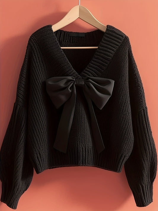 Butterfly Knot Sweater with a Lazy Sophisticated Feel, New Autumn Melange Color Top