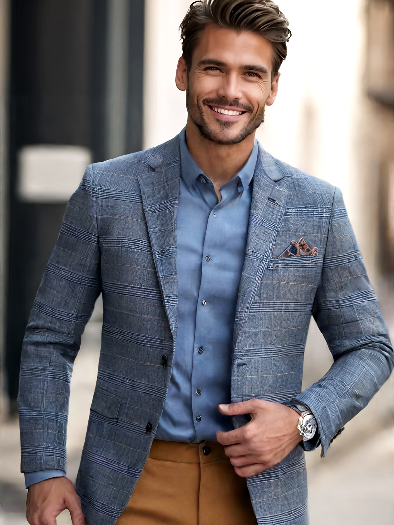 Navy Blue & Black 2025 Men's Floral Print Suit - Elegant Long Sleeve with Lapel Collar, Button-Up Blazer & Trousers for Weddings, Parties, Dates - Premium Fabric, Formal Attire, Date Night Outfit, Classic Fashion, Sophisticat