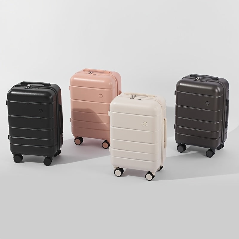 [Lightweight Durable Luggage Set] 4pcs Lightweight Durable Hardshell Luggage Set - ABS+PC Suitcases with Spinner Wheels, Telescoping Handle, Zip Closure, Combination Lock - 14"+20"+24"+28" Travel Companion