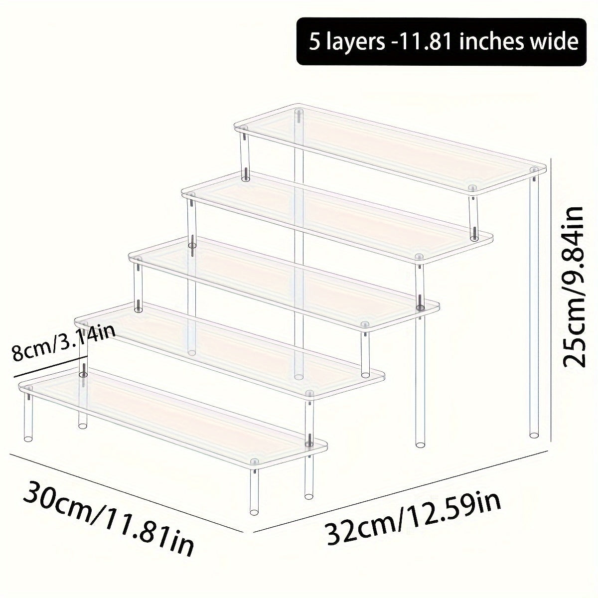 Transparent Multi-Layer Acrylic 1pc Cosmetic Organizer - Perfume Display Rack for Living Room, Bathroom, Bedroom - Reinforced Trapezoidal Storage Rack for Cosmetics and Beauty Tools