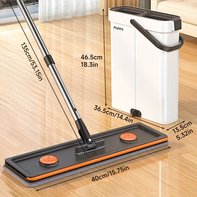Mop And Mop Bucket Combo Set, Hand-free Flat Mopping Mop And Bucket, Washable Reusable Microfiber Cloth, Wet And Dry, Can Mop Tile Wood Floor Marble, Suitable For Living Room, Bedroom, Kitchen, Bathroom Use