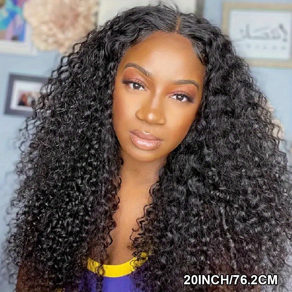 24 Inch Kinky Curly Wig for Women - 13x4 HD Lace Front, Glueless Brazilian Virgin Hair, Pre-Plucked with Kinky Edges, 250% Density, Natural Black Color, Full & Voluminous Curls, Perfect for Everyday or Special Occasions