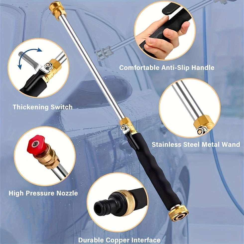 Heavy Duty Multifunctional 1pc High Pressure Cleaning Rod with 2 Hose Nozzles - Efficient Car And Yard Cleaning - Durable Aluminum Alloy Material, Multi-Functional Watering Tool, Compatible Most Hydro Jets, Garden Watering