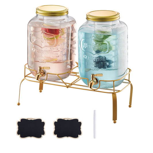 VEVOR Drink Dispenser 2 Gal Beverage Dispenser for Parties Glass with Stand 2PCS / 3PCS