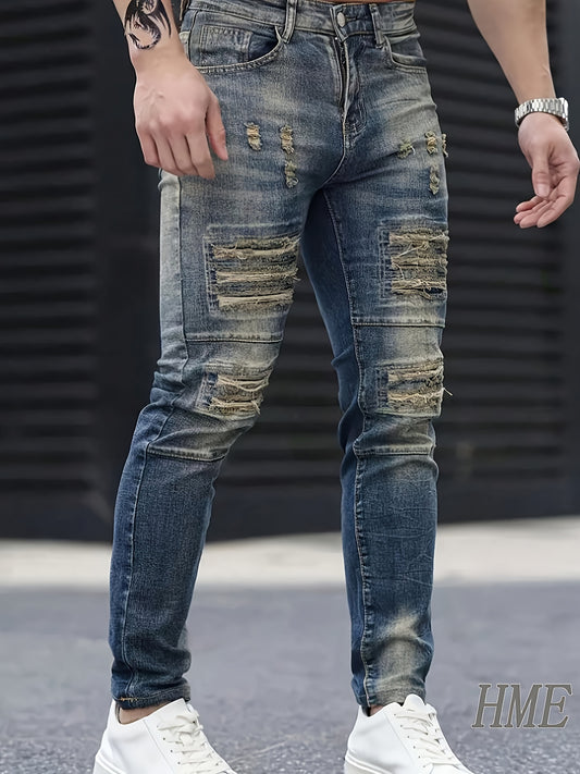 HME, Men's Slim-fit Stylish Ripped Jeans