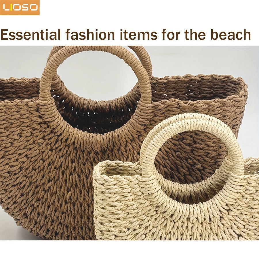 3pcs Women'S Beach Fashion Set, Sun Hat, Beach Hat, Beach Bag, Handbag, Earrings, Ear Jewelry, Women's, Suitable For Outdoor Beach Travel Scenarios.