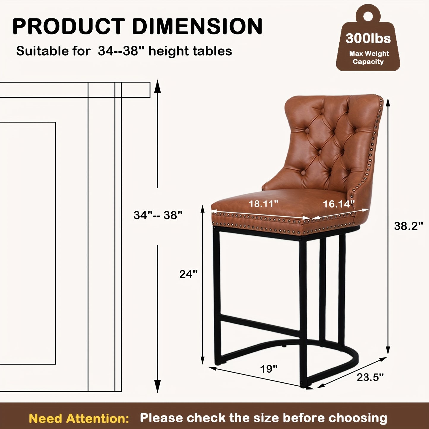 [Modern Bar Stool] 2/3/4pcs Set Modern Bar Stool - Performance Fabric Island Height for Home Kitchen
