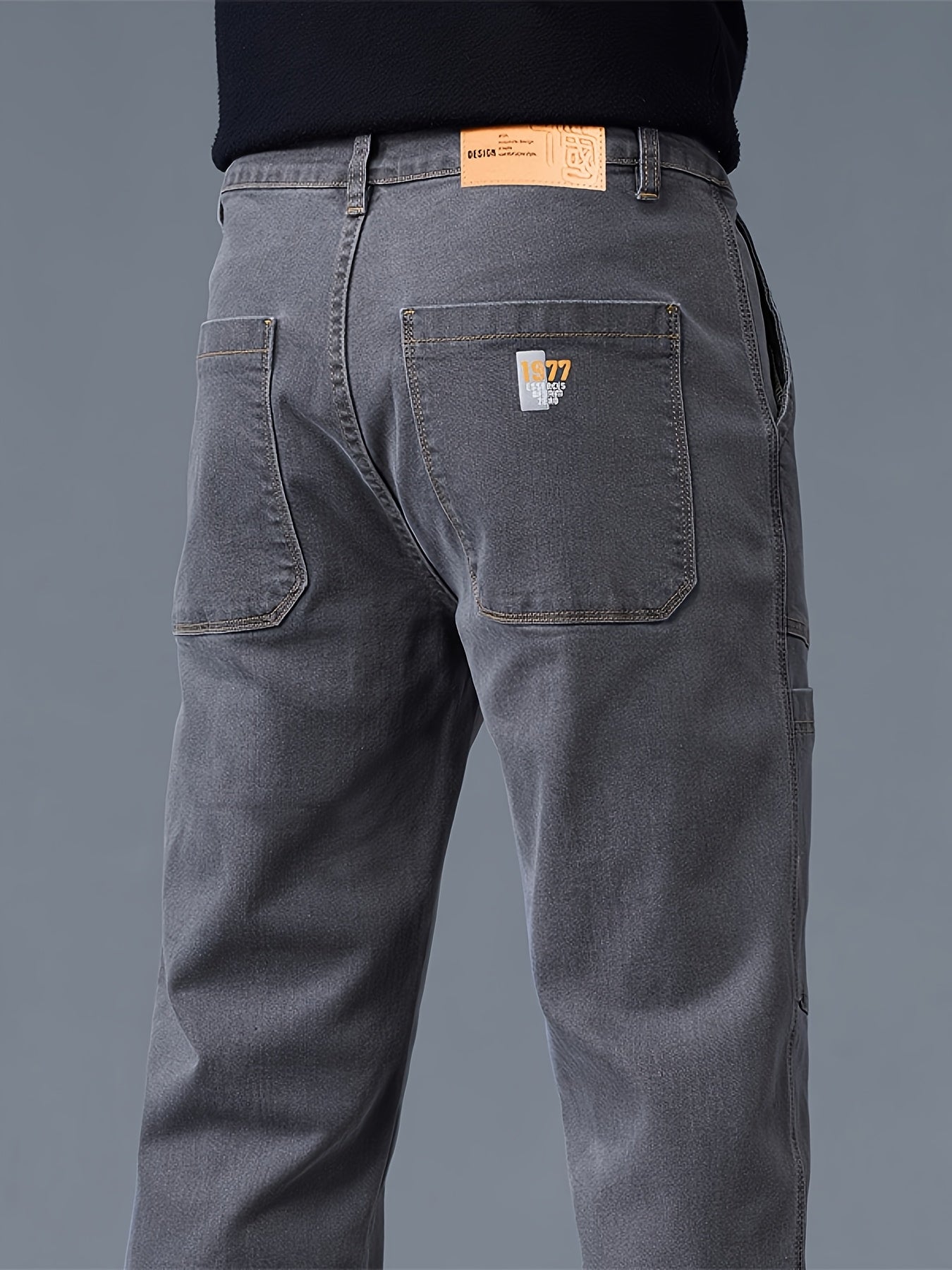 Men'S Small Straight Tube Style Fashionable Printed Six Pocket Design Micro Elastic Denim Pants