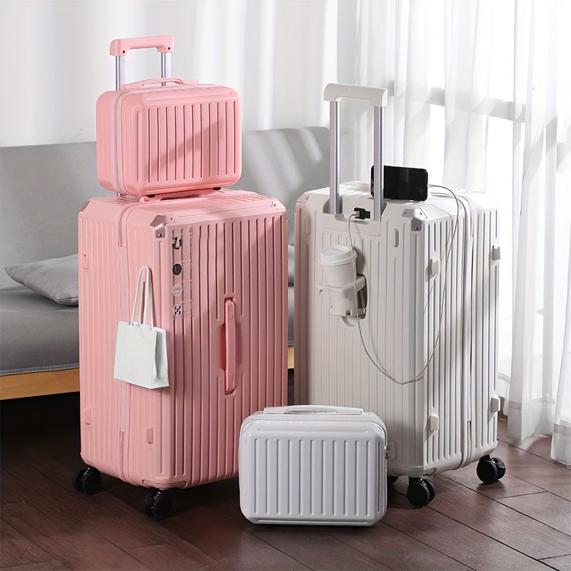 Large Capacity And Lightweight Suitcase Set 13+24, Metal Corner, Customs Password Lock, ABS+PC, Wet And Dry Storage Bag, Universal Wheel, Water Cup Holder, USB Charging To Interface Suitcase Student Hand Push Box Can Be Found
