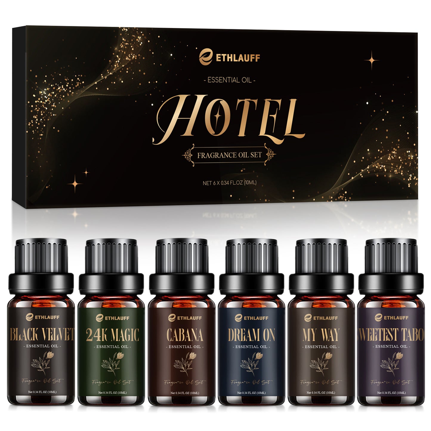 Hotel Essential Oils Set, Hotel Scents Fragrance Oil, Luxury Essential Oils for Diffuseret 6x10ML, My Way, Dream On, Cabana, 24k Magic, Black Velvet, Sweetest Taboo,Fall Gift