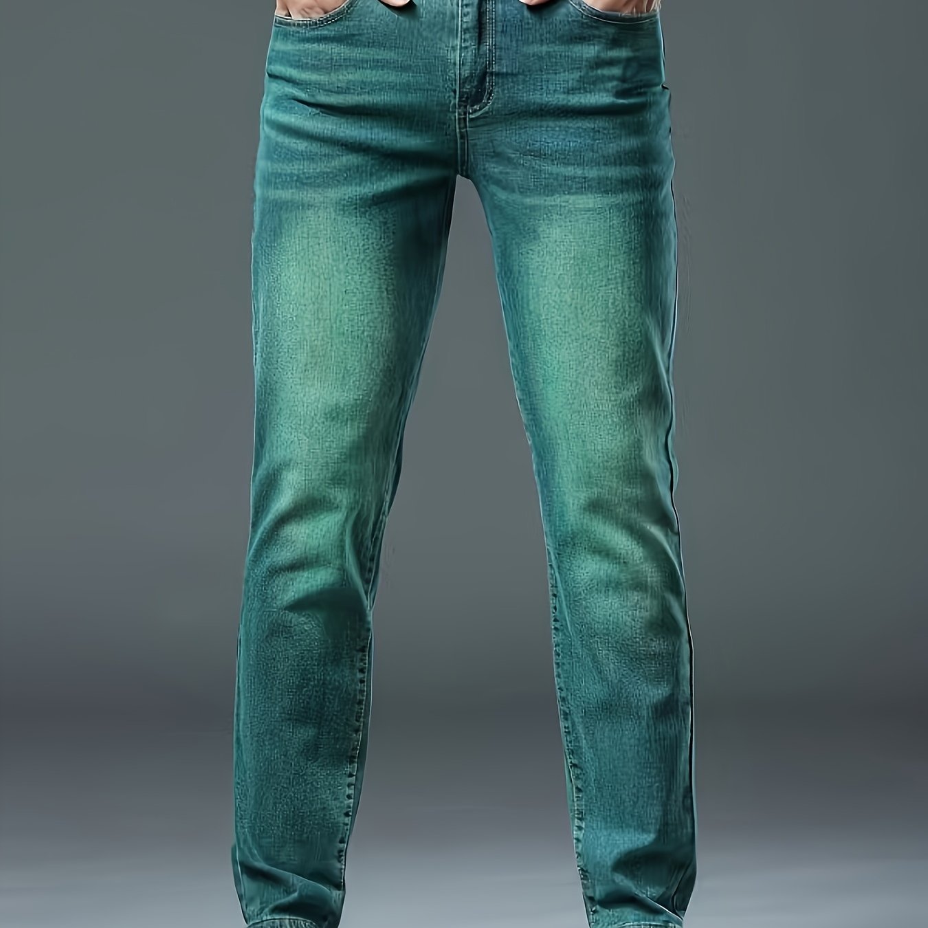 Men'S Jeans, Elastic Simple Jeans, Slim And Green Men'S Clothing, Multi-craft Men'S Pants, Suitable For All Seasons