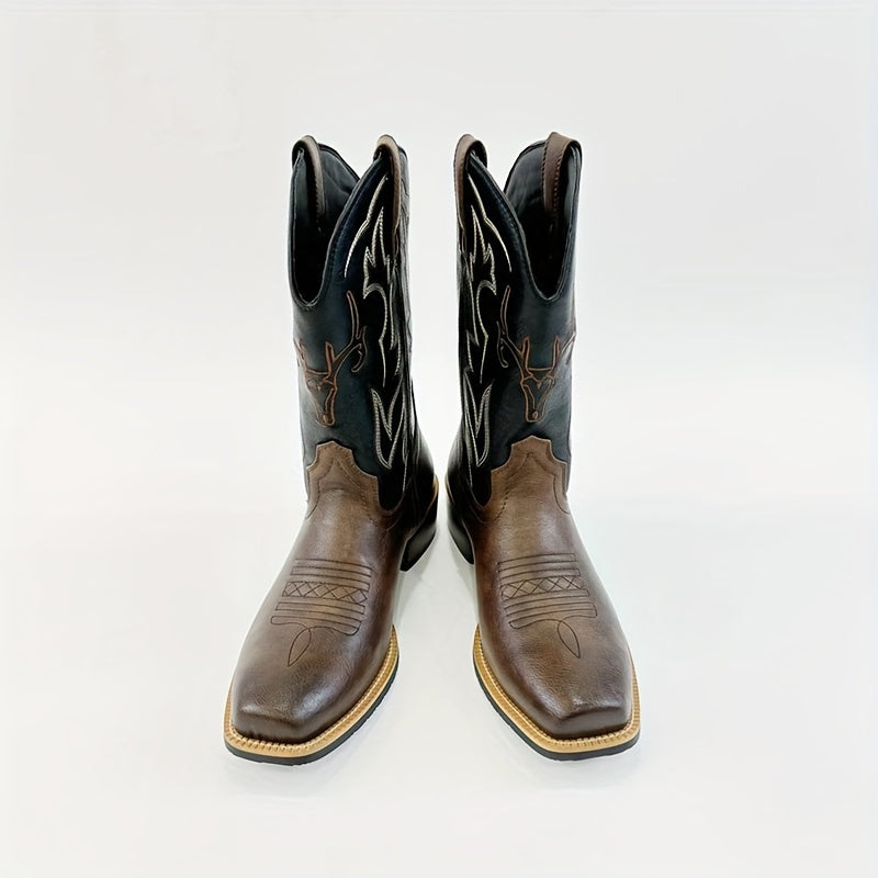 [Vintage Western Boots] Vintage British Embroidered Western Knight Boots for Men | Men's Western Boots