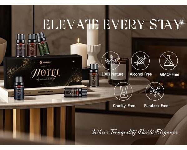 Hotel Essential Oils Set, Hotel Scents Fragrance Oil, Luxury Essential Oils for Diffuseret 6x10ML, My Way, Dream On, Cabana, 24k Magic, Black Velvet, Sweetest Taboo,Fall Gift