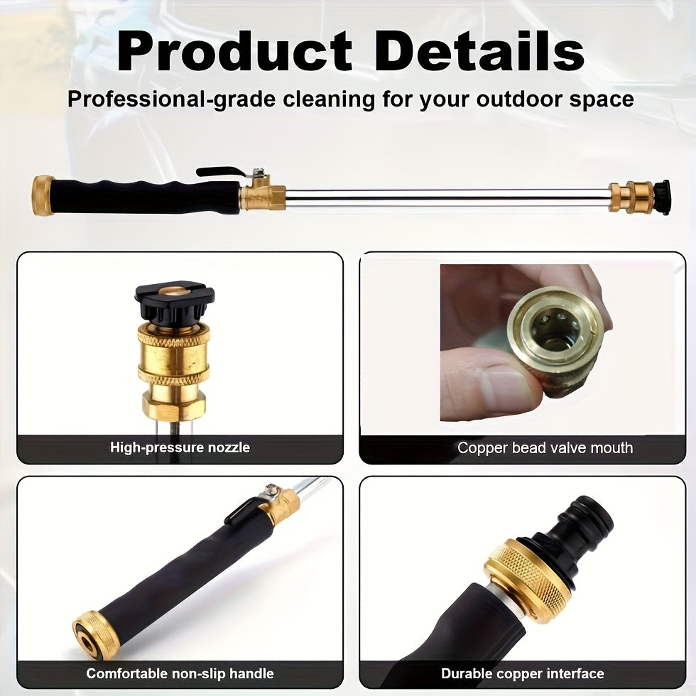 Heavy Duty Multifunctional 1pc High Pressure Cleaning Rod with 2 Hose Nozzles - Efficient Car And Yard Cleaning - Durable Aluminum Alloy Material, Multi-Functional Watering Tool, Compatible Most Hydro Jets, Garden Watering