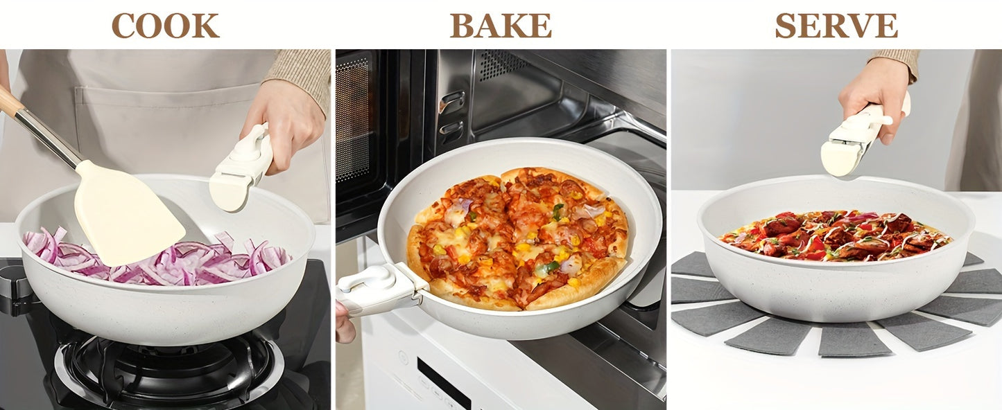 15 Pcs Pots and Pans Set, Non Stick Kitchen Cookware Set, Detachable Handle Nonstick Induction Cookware Cooking Sets with Removable Handle, Cookware Set, White